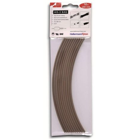 HellermannTyton 308-30314 Schrumpfschlauchsortiment Braun 3 mm 1 mm Schrumpfrate:3:1 10 St.
