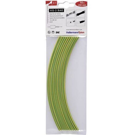 HellermannTyton 308-30617 Gaine thermorétractable sans colle vert, jaune 6 mm 2 mm Taux de retreint:3:1 2 m R034051