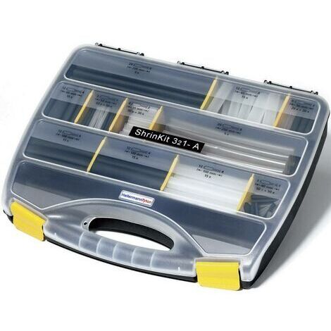 HellermannTyton 380-03003 Assortiment de gaines thermorétractables noir, transparent Taux de retreint:3:1 385 parties S17740