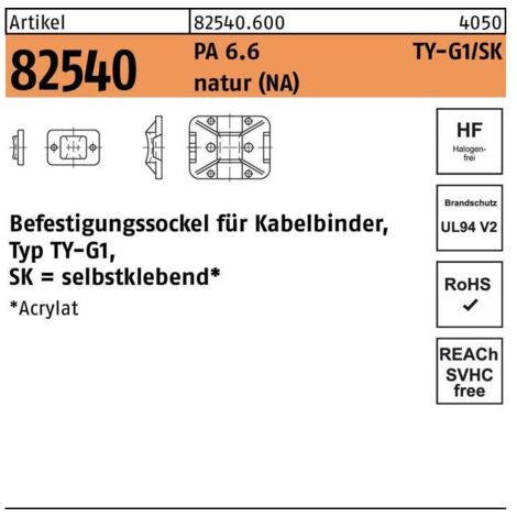 HellermannTyton Befestigungssockel TY3G1S-N66-NA 100 Stk