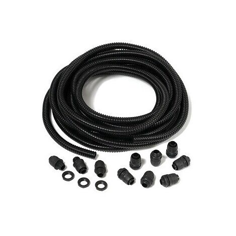 HellermannTyton Conduit, Flexible Black Handy Pack, 10m x 16mm, 10 Straight Fitt