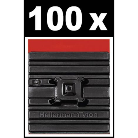 HellermannTyton FMB4APT-A-PA66HS-BK (100) Basetta di fissaggio autoadesivo 151-02219 attacco flessibile, aperture su 4