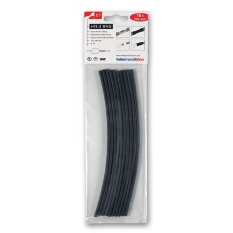 HellermannTyton HIS-3 BAG funda termorretráctil negra 3 mm