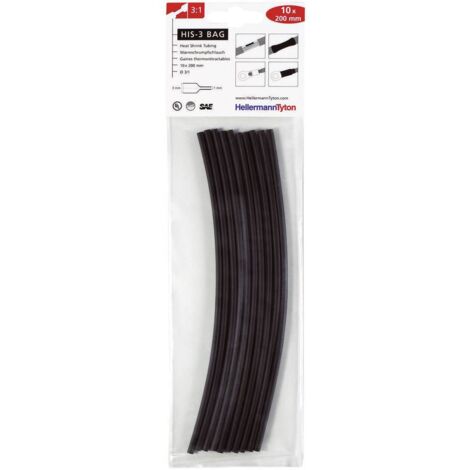 HellermannTyton HIS-3 BAG guaina termoretraibile nera 3 mm