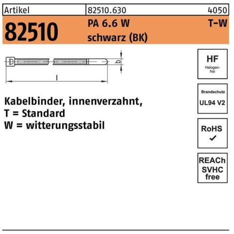 HellermannTyton Kabelbinder 2,5x200 schwarz T18L-W-BK-C1 100 Stk