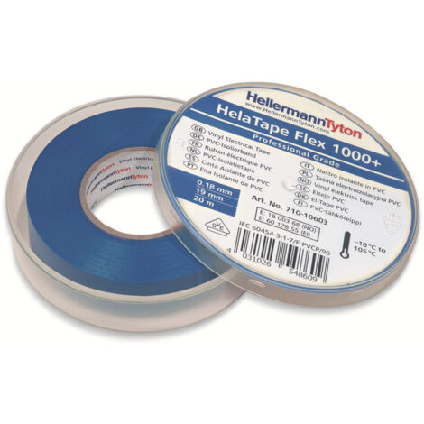 HellermannTyton Premium PVC-Isolierband 19mmx20m, blau FLEX1000+19x20 BU