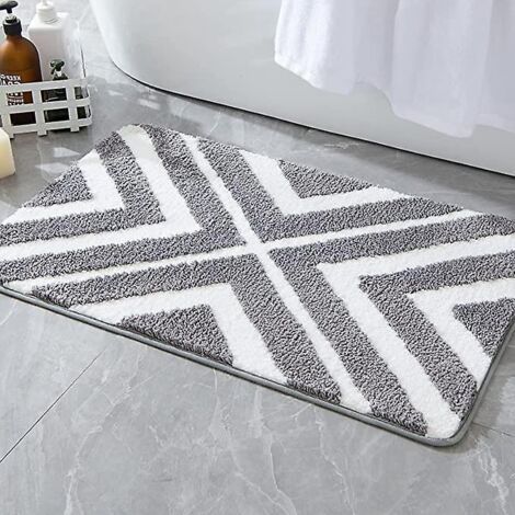 Hellgraue 40x60cm Badezimmermatte, Eingangsmatte, Duschmatte, rutschfeste, saugfähige Matte, weiche Mikrofasermatte, WC-Badewannenmatte