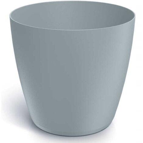 Hellgrauer matter Kunststoff-Blumentopf 17,8x16,4 cm mit glattem Mate-Deckel