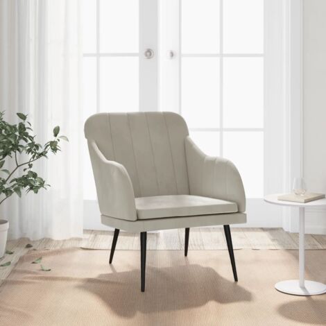 Hellgrauer Sessel 63x76x80 cm Samt