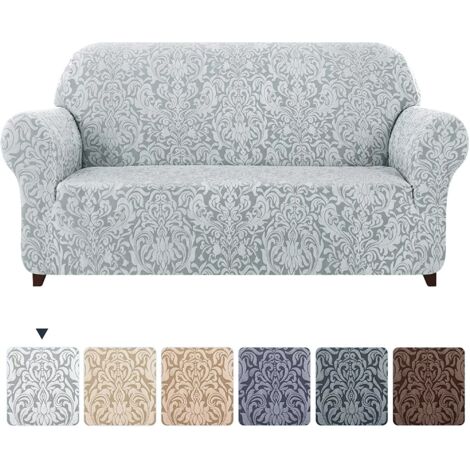 Hellgrauer Sofabezug, 3-Sitzer-Jacquard-Damastsofabezug