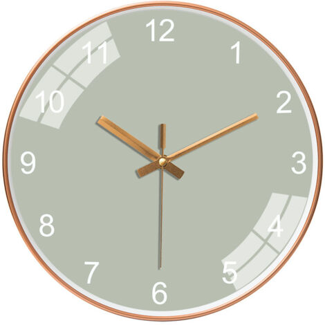 (Hellgrün) Leise Wanduhr 12 Zoll Maßstabsfreie runde Uhr für Schlafzimmer Wohnzimmer Einfache Mode Kreative Wanduhr Wanddekoration