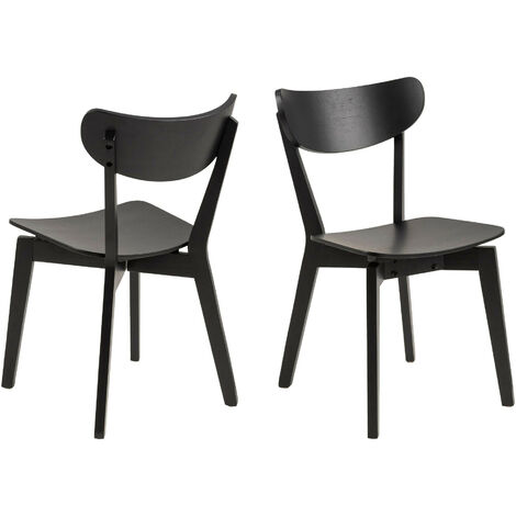 Hellin – Lot de 2 chaises scandinaves en bois massif – Coloris chêne naturel/noir – Hauteur d'assise 42,5 cm – Pour salle à manger moderne