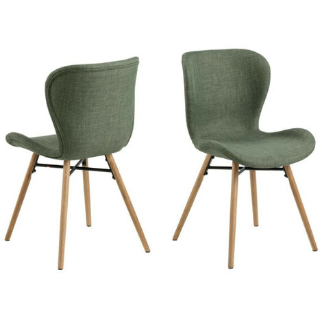 Hellin – Lot de 2 chaises scandinaves en tissu et chêne massif – Assise ergonomique – Dimensions L 47 x P 53 x H 82,5 cm – Hauteur d'assise 46,5 cm