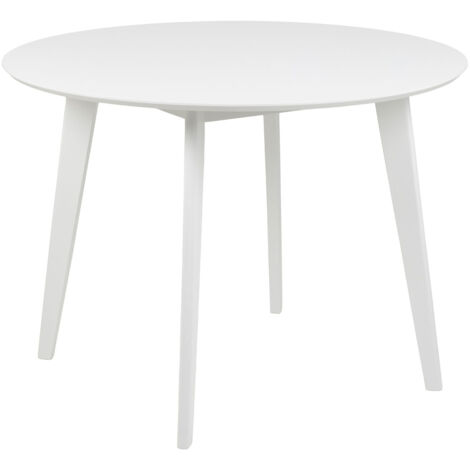 Hellin – Table à manger ronde en bois Ø105 cm – Design moderne blanc – 4 places – Parfaite pour salle à manger contemporaine