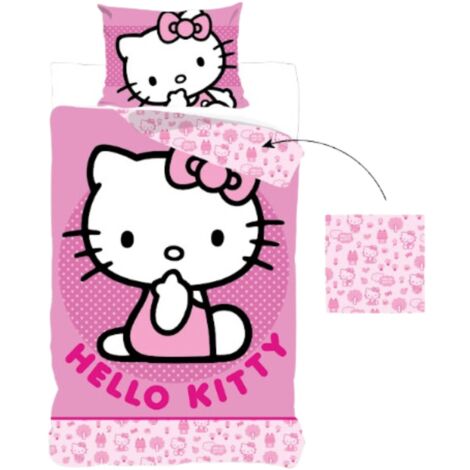 Hello Kitty Bettwäsche-Set für Kinder – Weicher Bettbezug 140x200 cm mit Kissenbezug 60x70 cm