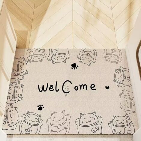 Hello Kitty - Boucle en soie horizontale 5080cm Tapis d'entrée à motifs de dessins animés, résistant aux taches et facile à nettoyer, tapis en tissu à boucles, tapis antidérapant pour l'entrée de la