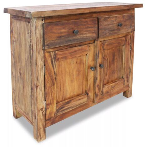 Helloshop26 – Buffet en bois de récupération massif 75 x 30 x 65 cm – 2 tiroirs et armoire avec étagère – Style vintage unique