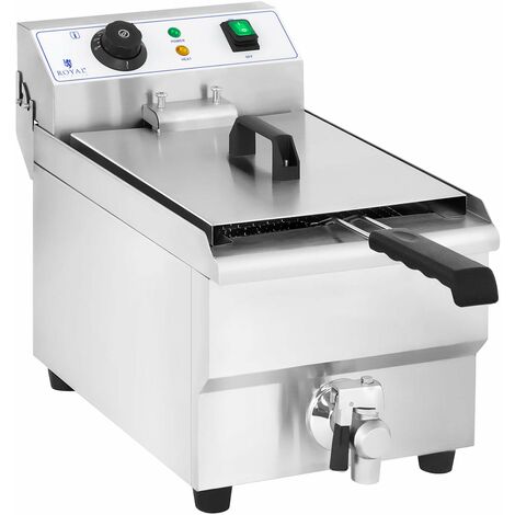 Helloshop26 – Friteuse électrique professionnelle 10 litres – Acier inoxydable durable – 3000W – Température 60-200°C – Robinet de vidange intégré