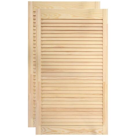 Helloshop26 – Lot de 2 portes à persiennes en bois de pin massif 99,3 x 49,4 cm – Circulation d'air optimale – Installation intérieure facile