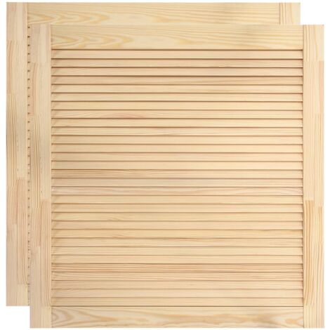 Helloshop26 – Lot de 2 portes à persiennes en bois de pin massif 61,5 x 59,4 cm – Circulation d'air optimale – Compatible avec divers accessoires