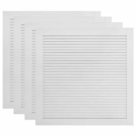 Helloshop26 – Lot de 4 portes à persiennes en bois de pin massif 39,5 x 39,4 cm – Finition blanche – Circulation d'air optimale – Pour placard et penderie