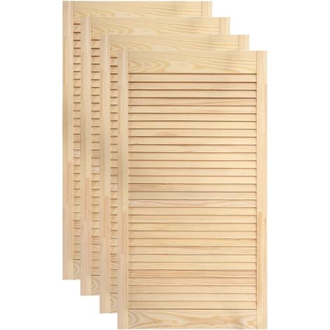 Helloshop26 – Lot de 4 portes d'armoire à persiennes en bois de pin massif 99,3x39,4 cm – Design lamellaire pour circulation d'air – Installation facile