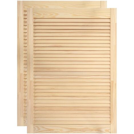 Helloshop26 – Porte à persiennes 2 pcs en bois de pin massif 69x39,4 cm – Circulation d'air optimale – Installation facile pour chambres et salles de bain