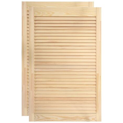 Helloshop26 – Porte à persiennes 2 pièces en bois de pin massif 99,3 x 59,4 cm – Circulation d'air optimale – Installation facile dans toute la maison