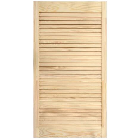 Helloshop26 – Porte d'armoire en bois de pin massif 99,3 x 39,4 cm – Persiennes pour circulation d'air – Finition bois non traité