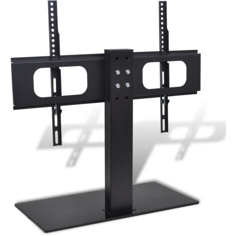 Helloshop26 – Support TV sur pied 32-70 pouces – Verre trempé noir – Charge maximale 45 kg – Base stable pour meubles TV