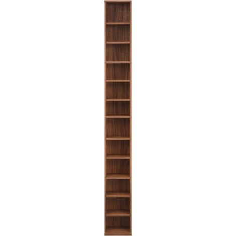 Helloshop26 – Tour étagère CD/DVD 175 cm – 12 compartiments – MDF mélaminé noyer – Rangement compact pour disques et collection