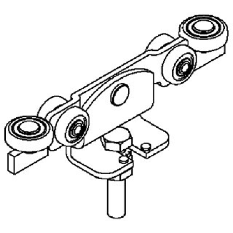 391 Monture tole galvanisée, fixation sur plat, galet avec moyeu M12x60, Electrique - Helm