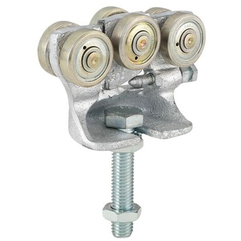 HELM 592 Monture tole galvanisée, fixation sur plat, galet avec moyeu M20x90, Hauteur réglable