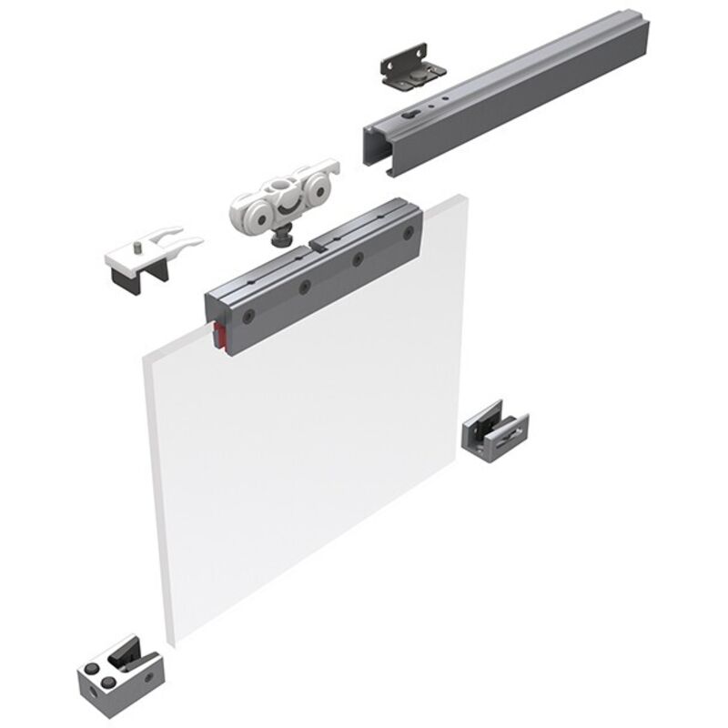 73 Set ferrure porte verre.pour 8/10mm esg b.80 kg - sans rail - Helm