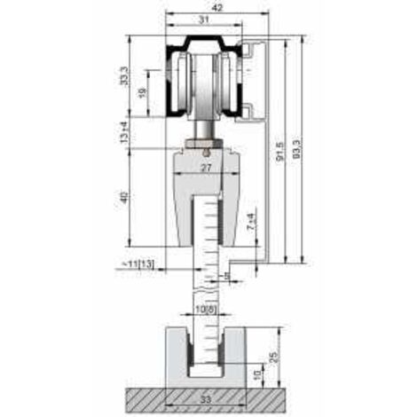 HELM Klipsblende Edelstahl Effekt, für Glas, 1700mm, Türbreiten 710-900mm