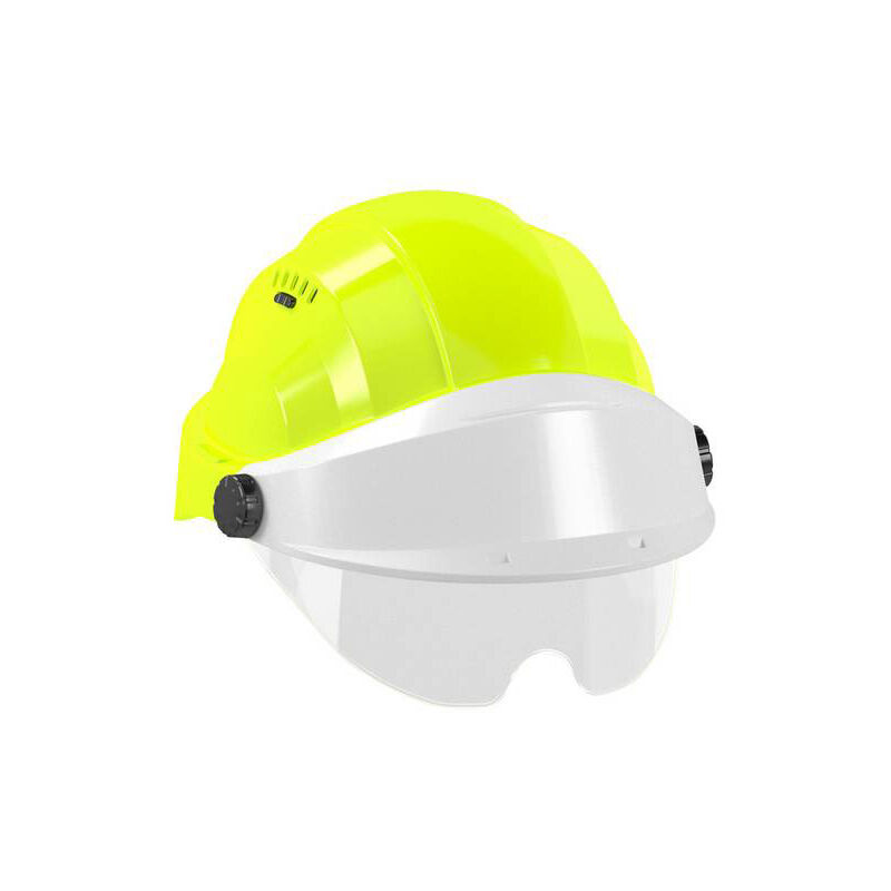 Image of Helm 'orizon' fluo gelb weisses visier mit brille Taliaplast 563771