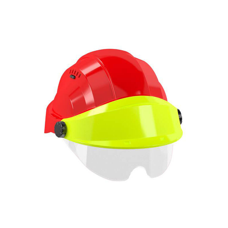 Image of Helm 'orizon' rot visier fluo gelb mit brille Taliaplast 563767