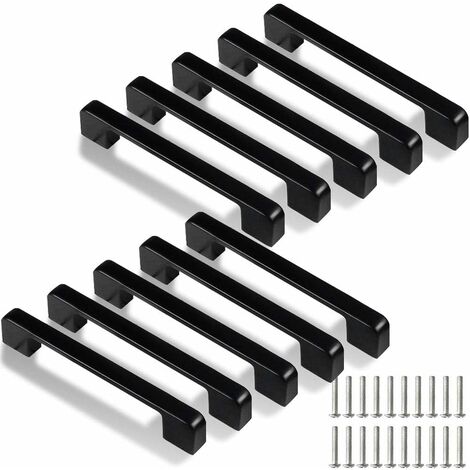 Héloise 128mm Poignée de Cuisine,10 Pcs Noir Poignées de Armoire Cuisine pour Porte,Tiroir,Armoires(avec Vis)