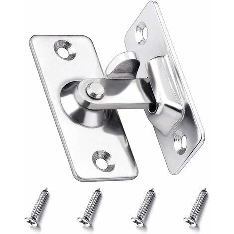 Héloise 90 Degrés Loquet de Porte à Angle de Sécurité Serrure Porte Coulissante Moraillon Acier Inoxydable avec Vis pour La Maison Chambres Jardin Salles de Bains - Argent