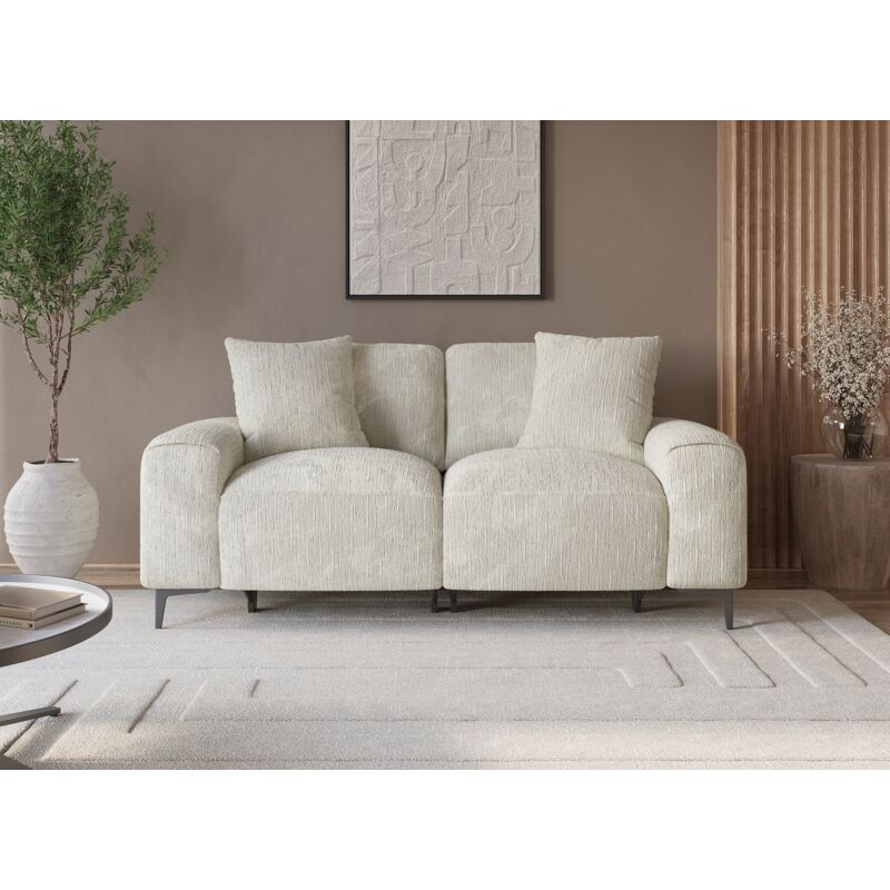 Deco In Paris - heloise - Canapé 2 places relax électrique en velours chiné beige heloise