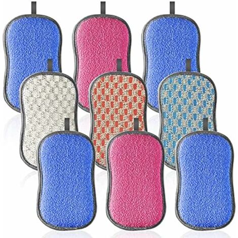 Héloise Eponge Lavable 9 Pcs - Eponge Reutilisable Vaisselle - Eponge Microfibre Antibacterienne