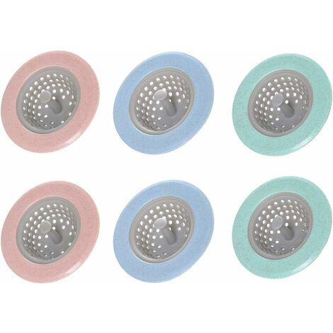 Héloise Filtre Vidange Crépine Panier Drain Stopper Coque en Silicone d'évacuation 6 pièces Housse Cheveux Catcher Couverture Bain Evier Cuisine Baignoires Lavabo pour Douche Bouchon d'évier