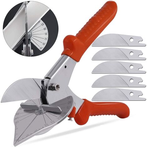 Héloise Lot de 6 ciseaux multi-angles avec clé et lames de rechange pour treillis métalliques, plastique/caoutchouc, coins souples (45 degrés à 135 degrés)