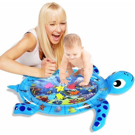 Héloise Matelas d’eau pour bébé, tortue de mer peluche de ventre jouets, matelas gonflable de jeu coussin d’eau jouets pour enfants, Fun activité de développement précoce centre de jeux (102x84cm)