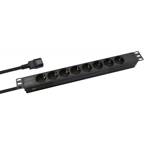 Helos 19&quot Steckdosenleiste PROFESSIONAL, 8-fach, schwarz, 2,0m, für USV (C14)