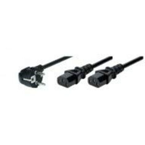 HELOS CÂBLE D'ALIMENTATION EN Y AVEC PRISE DE TERRE VERS 2 X C13 NOIR 2 M 262674