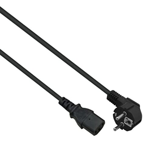 HELOS CÂBLE DE RACCORDEMENT RÉSEAU AVEC FICHE DE TERRE 90° VERS C13 NOIR 0,5 M 310981