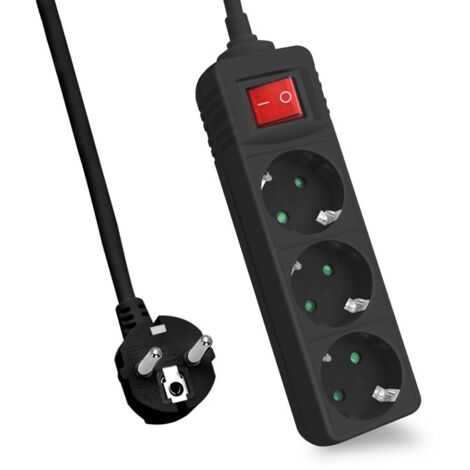 HELOS MULTIPRISE CLASSIC 3 PRISES AVEC INTERRUPTEUR NOIR 1,5 M 262803