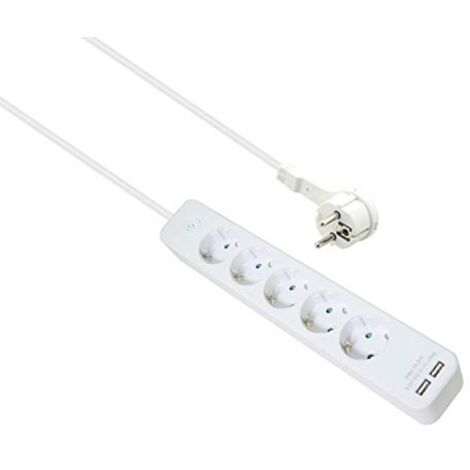 HELOS REGLETA ADVANCED, 5 ENCHUFES, CARGADOR USB NEGRO, 1,5 M, CON INTERRUPTOR.