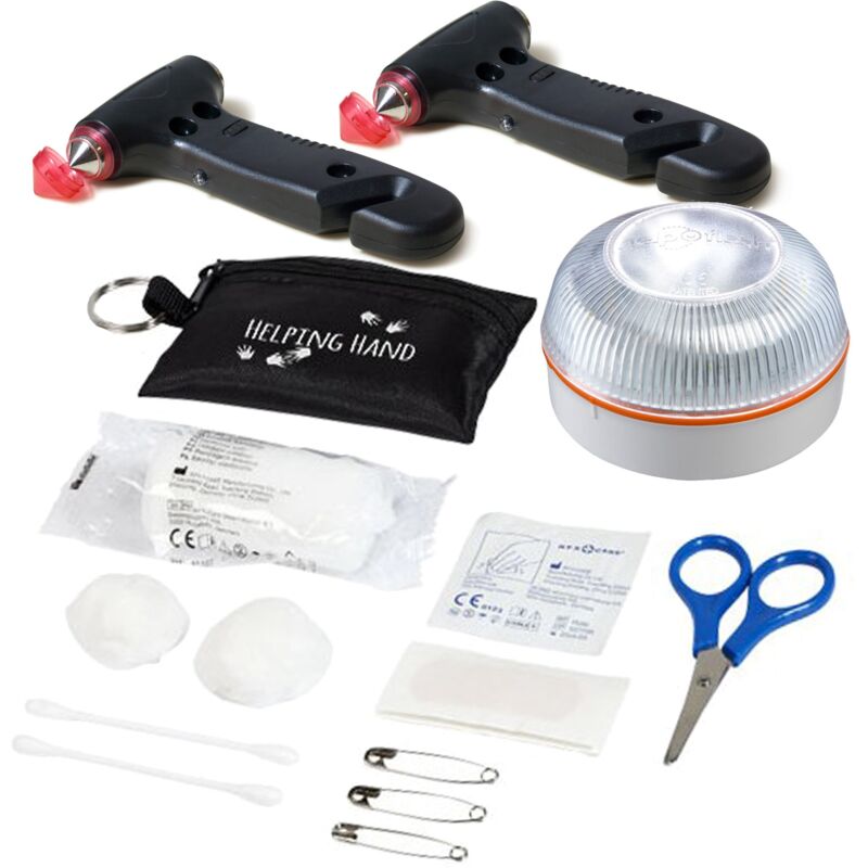 

luz de emergencia AUTÓNOMA preseñalización de peligro y linterna, homologada, normativa DGT, V16, activación AUTOMÁTICA + 2x MARTILLO de seguridad